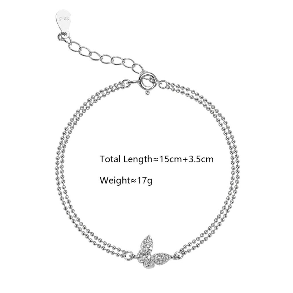 NEW 925 Silver Diamond Butterfly Bracelet E - Picture 7 of 7